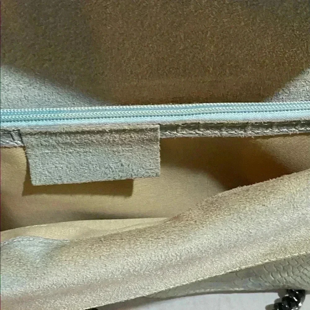 Handcrafted vintage green blue leather suede satchel handbag